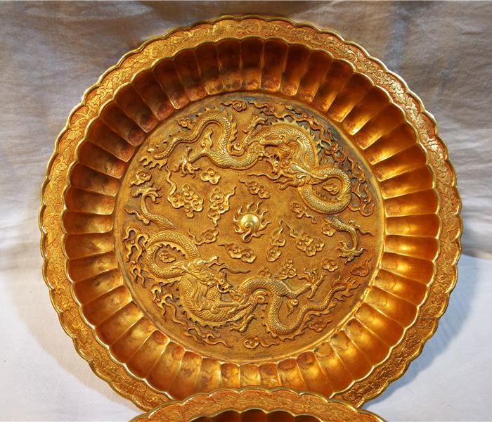 鎏金龙凤纹盘