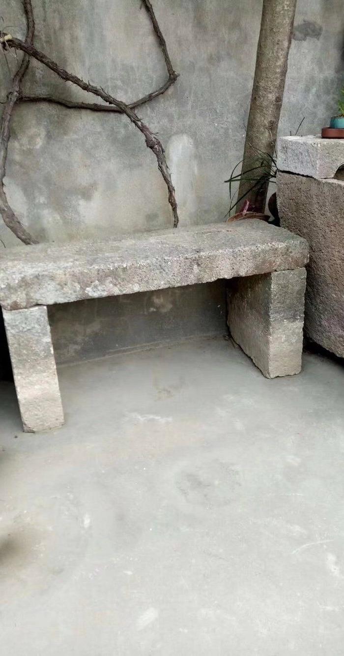 江啸堂 藏品 古玩 清代老石头石桌1张花盆架石花台庭院石