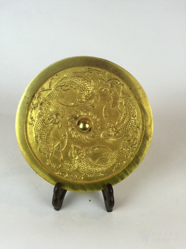 战汉时期 铜鎏金 神兽海龙纹镜