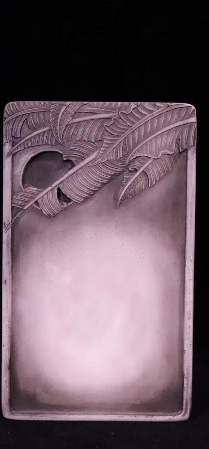 清代 白端石叶纹端砚,料子细腻