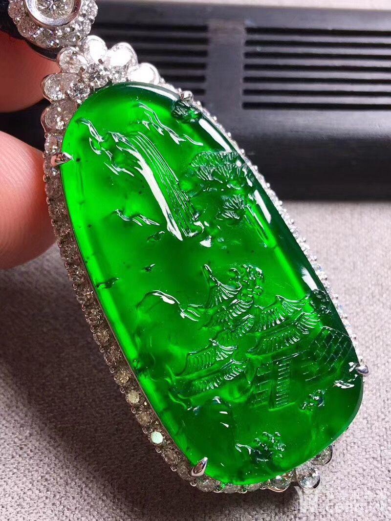 帝王绿山水牌,色辣