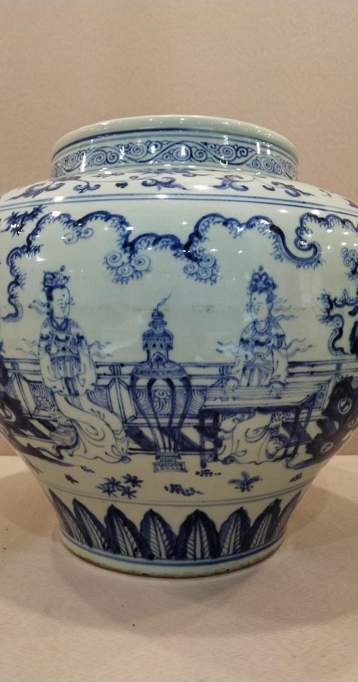 瓷器 明清 明空白期 人物大罐
