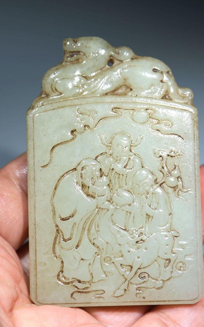 老和田福禄寿三星子冈玉牌