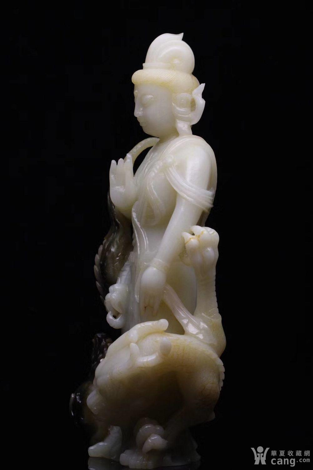 回流 旧藏和田玉籽料 乘龙观音 立像摆件