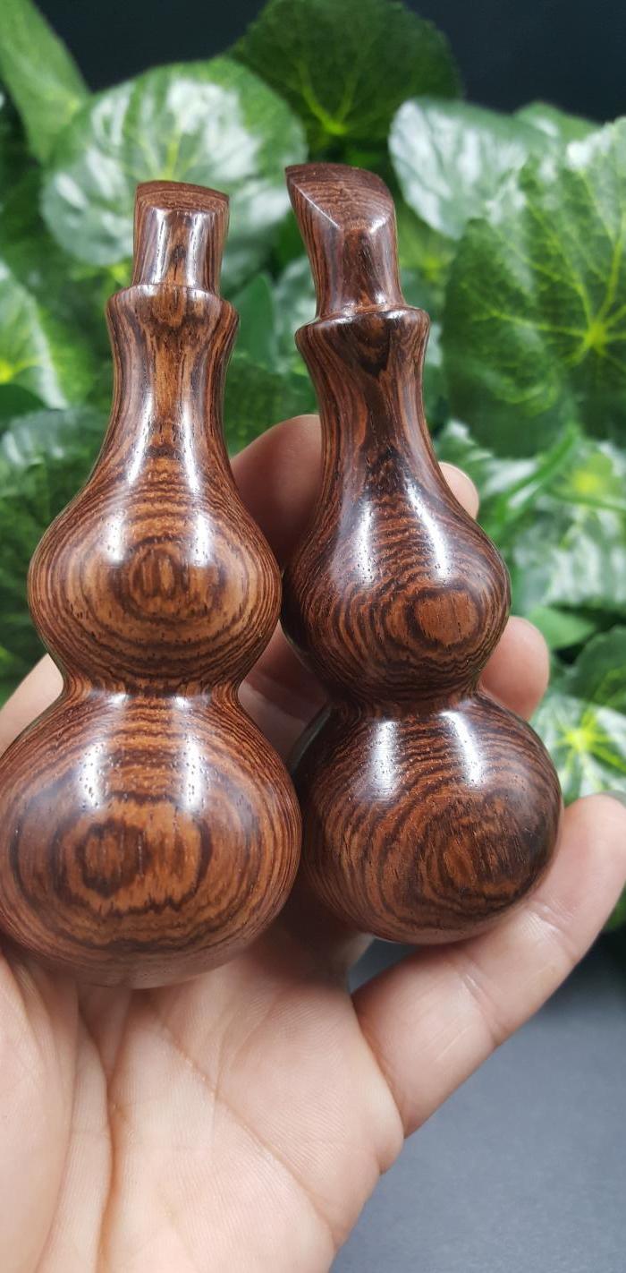 精品木艺海南黄花梨宝葫芦手把件一对 特价包邮