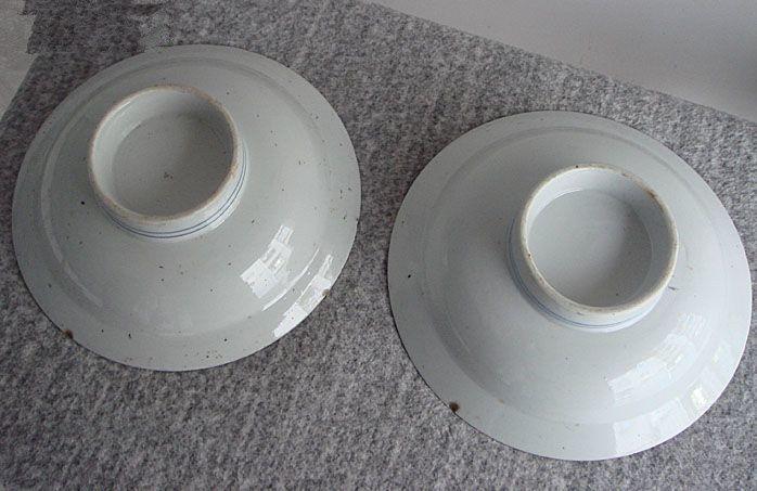 清代青花旋纹高足碗一对