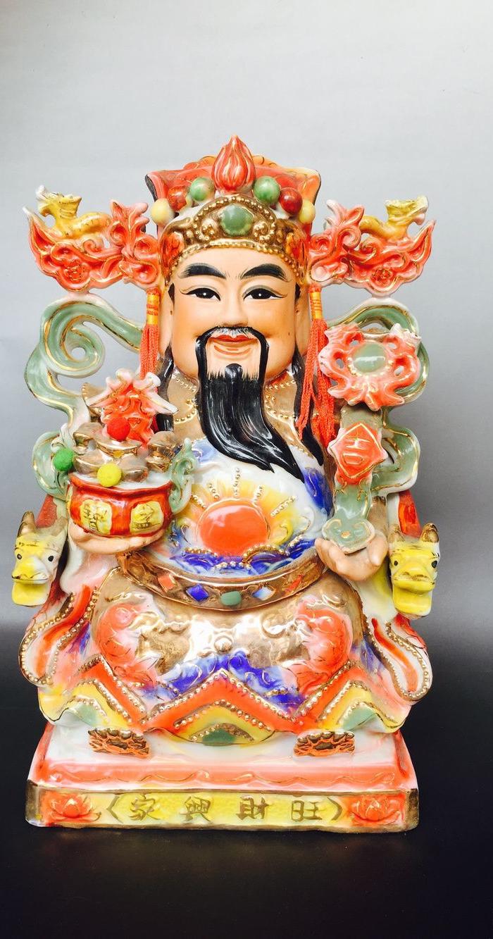 五彩鎏金财神范蠡塑像