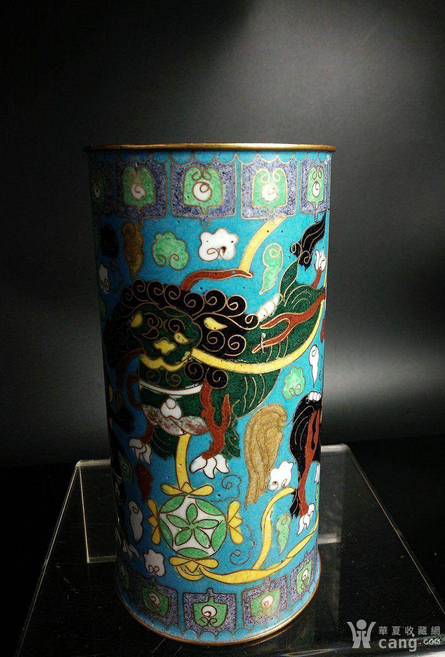 民国至建国初 北京景泰蓝铜胎掐丝珐琅老笔筒