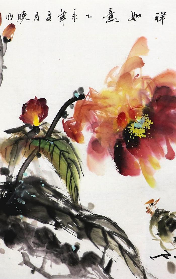 陈晓明手绘国画花鸟字画 客厅装饰三尺斗方写意花鸟画