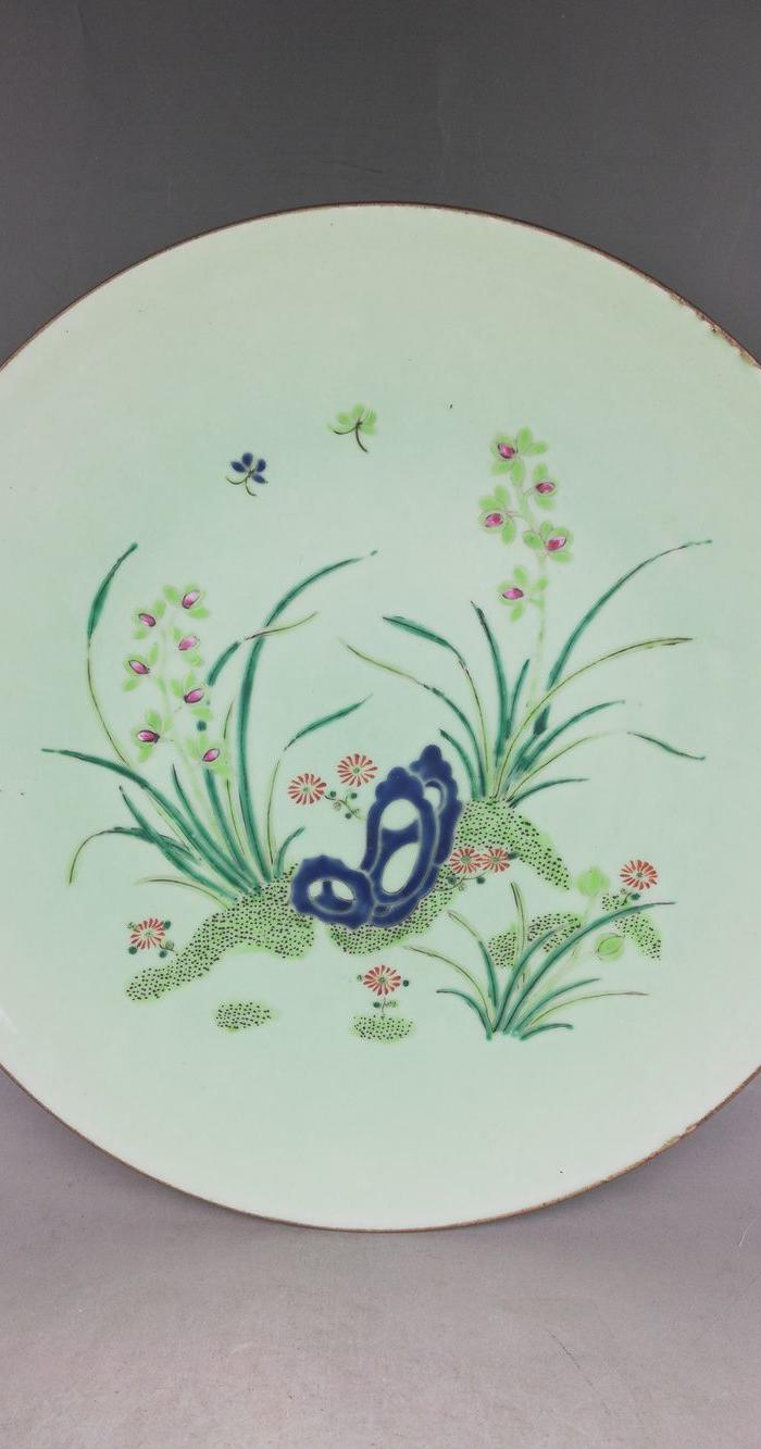 清代粉彩兰花大赏盘全美品!