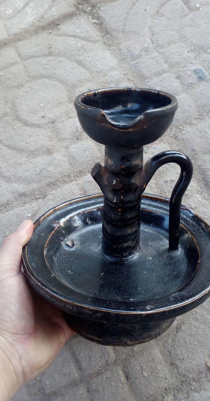 明代黑釉油灯