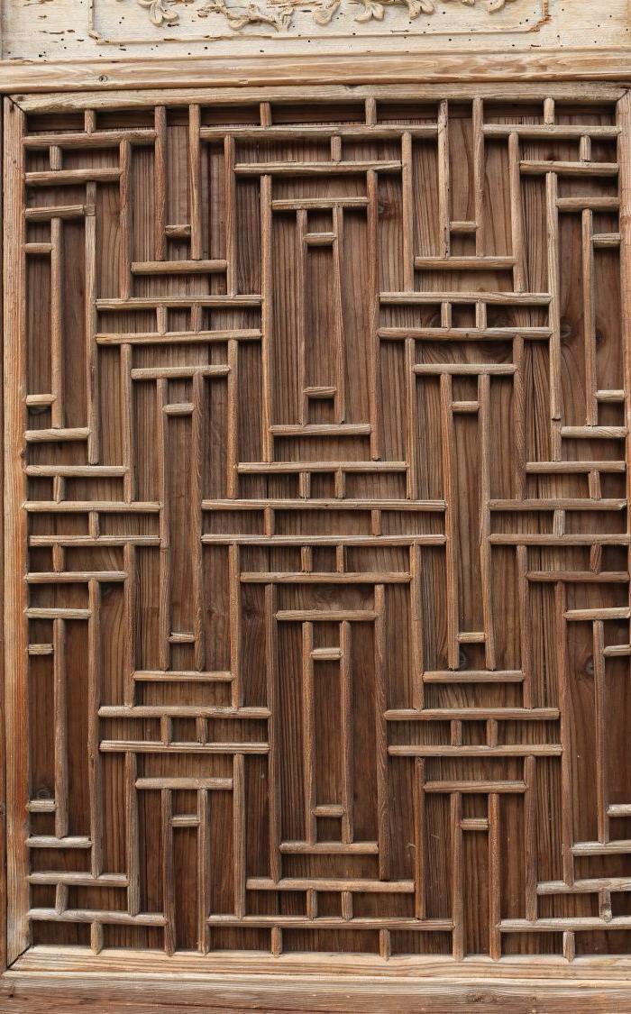 清代老房子雕花老门板古董收藏木雕门窗古玩老木门屏风隔断装饰