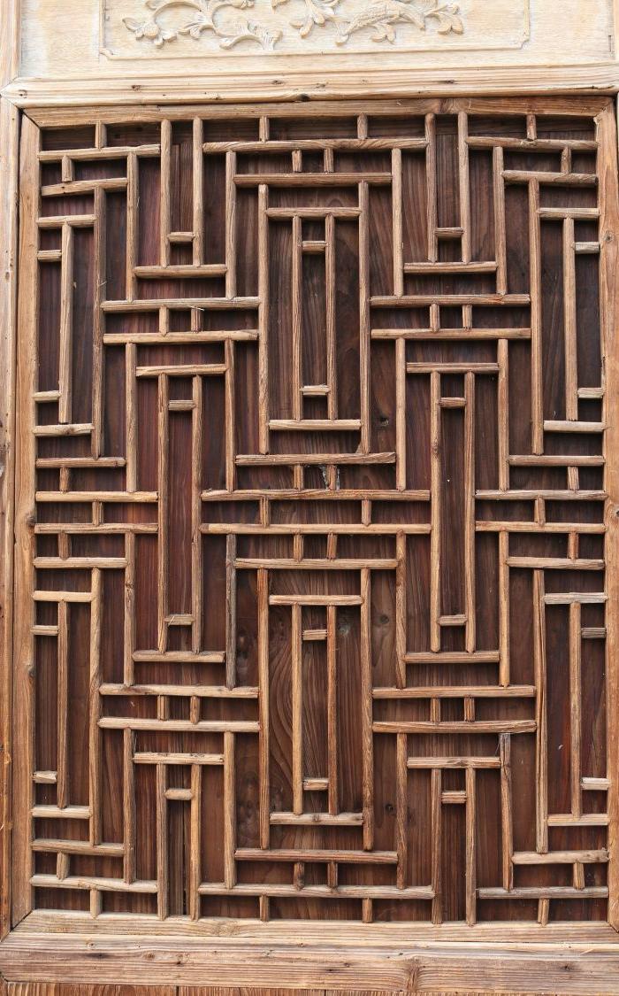 清代老房子雕花老门板古董收藏木雕门窗古玩老木门屏风隔断装饰