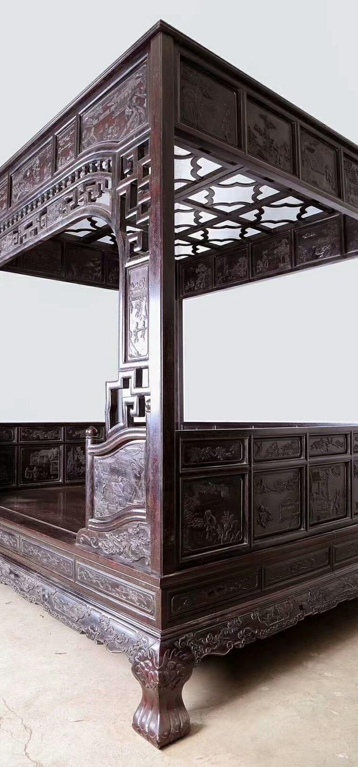 清代紫檀木架子床