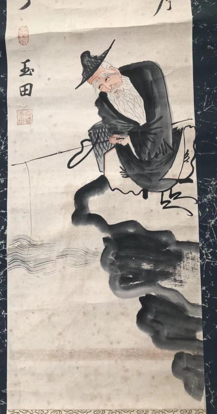 人物屏之渔翁图,渔翁图,渔翁渔归图_大山谷图库