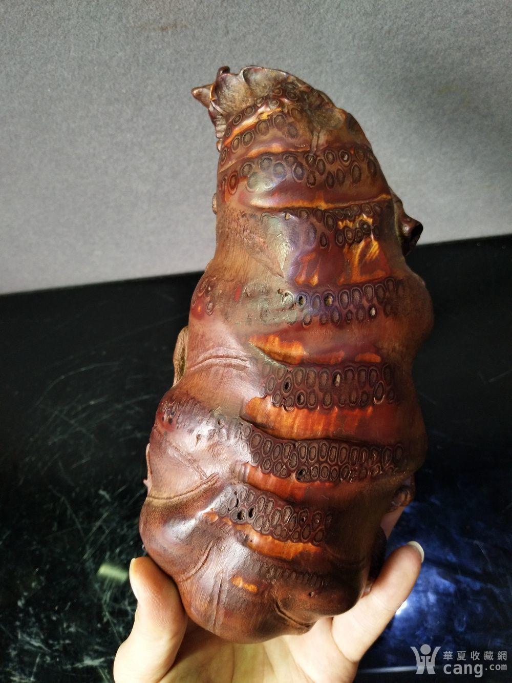 老竹根雕刻莲荷叶刘海戏金蟾笔洗