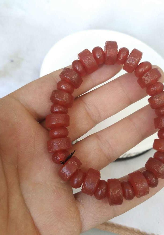 清代传世老南红玛瑙手串