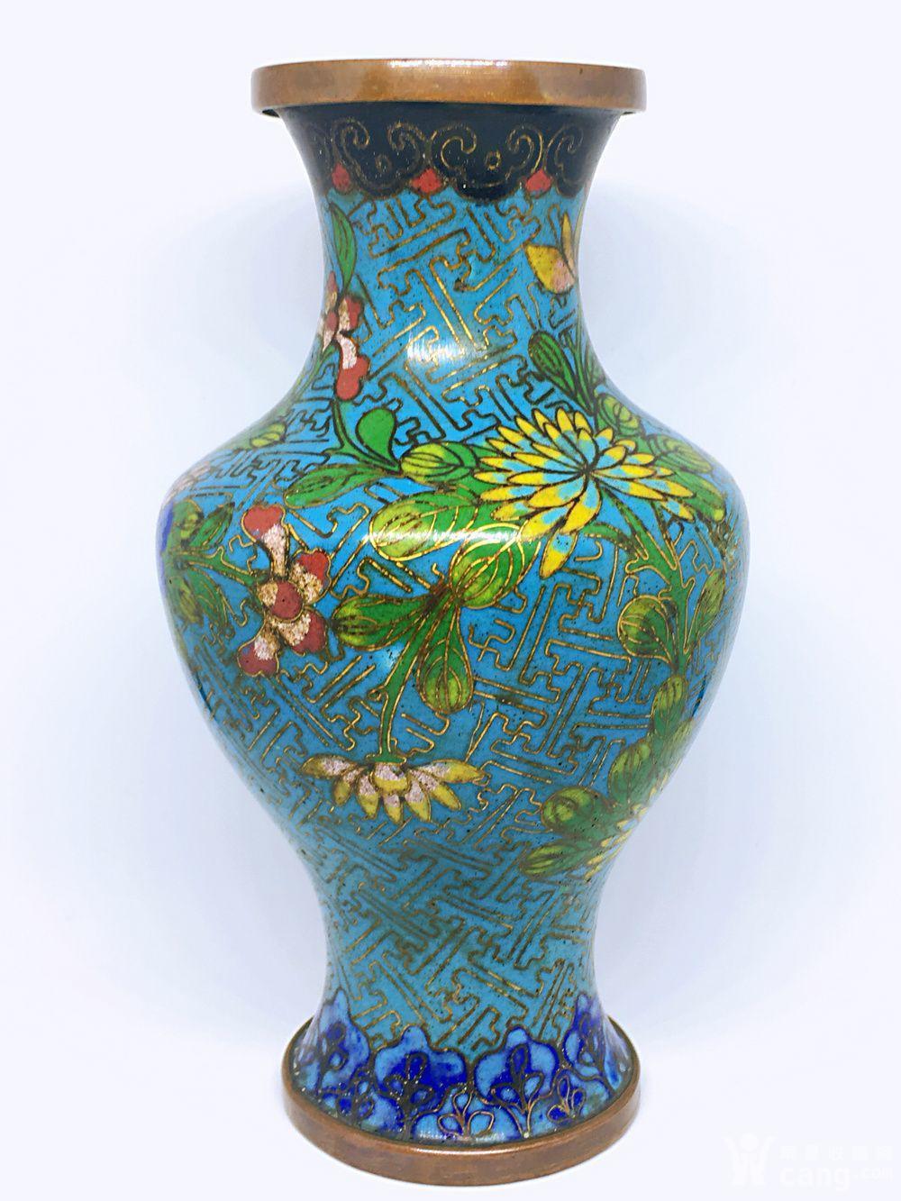 英国回流 清嘉庆 景泰蓝出口花瓶