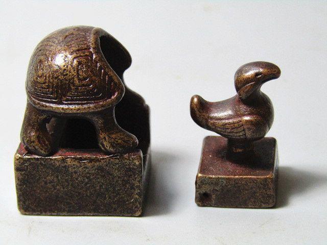 金牌 紫铜手工打造 子母 玄武印章 包浆厚重