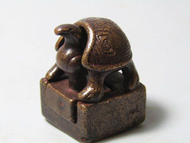 金牌 紫铜手工打造 子母 玄武印章 包浆厚重