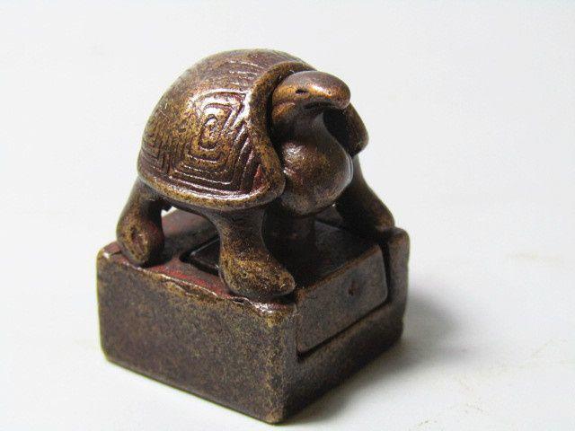 金牌 紫铜手工打造 子母 玄武印章 包浆厚重