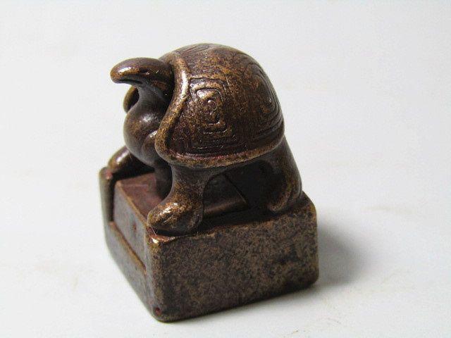 金牌 紫铜手工打造 子母 玄武印章 包浆厚重