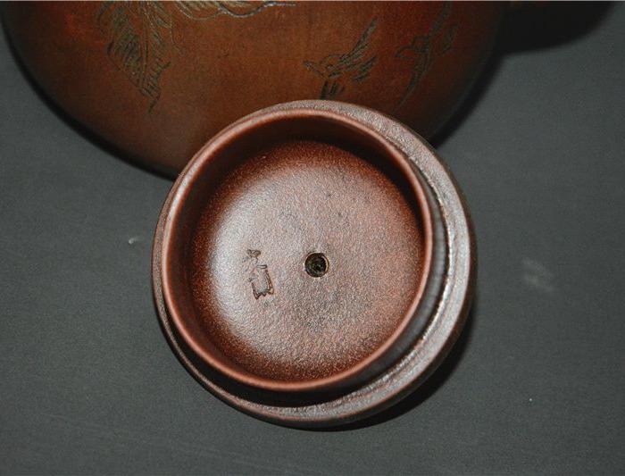 清代王友兰款花鸟纹老紫砂壶