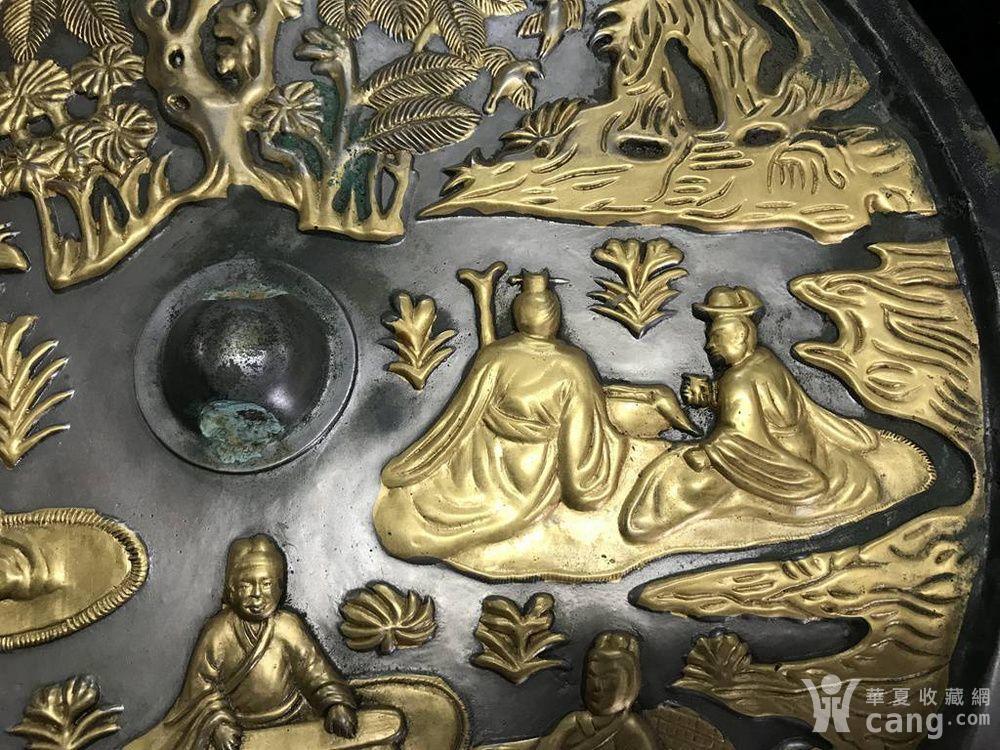 鎏金人物山水风景唐镜