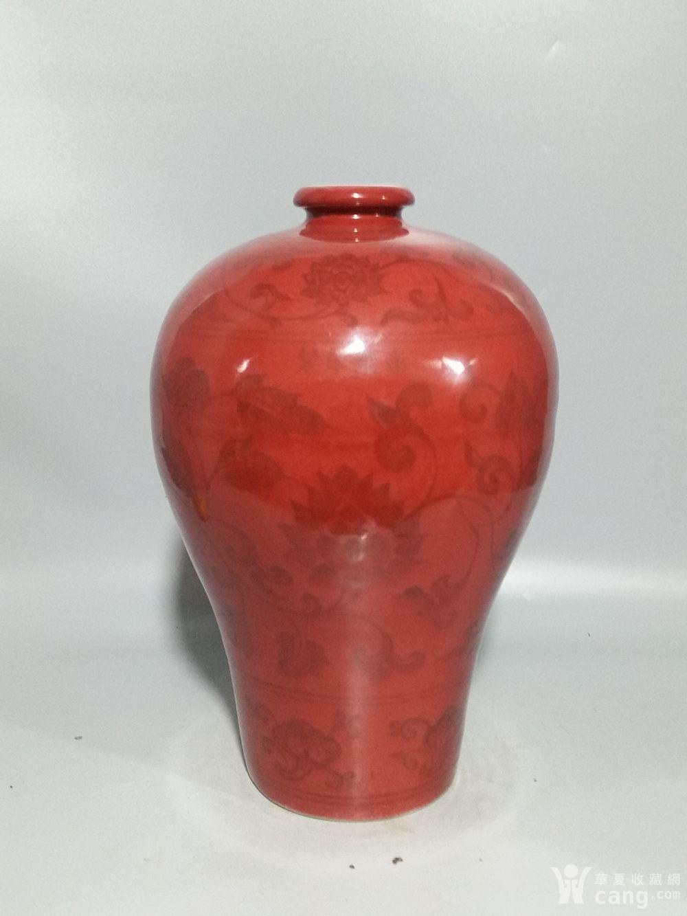 永乐 红釉暗花梅瓶