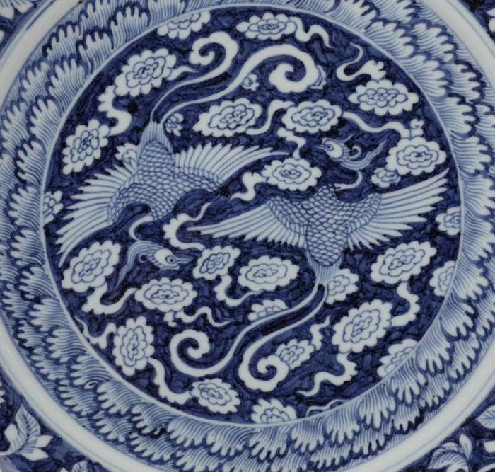 青花双凤纹盘