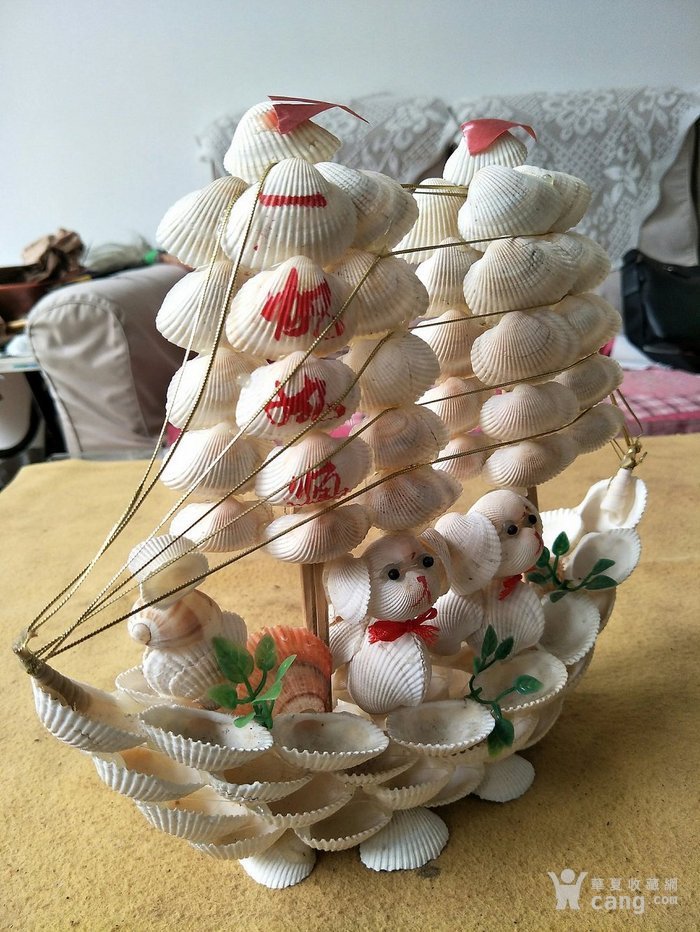 花蛤壳做帆船图片