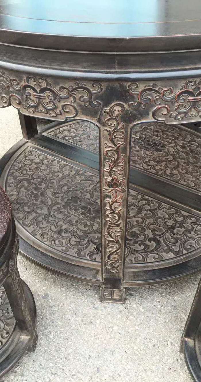 清代小叶紫檀圆桌 拼桌 老物件老古董