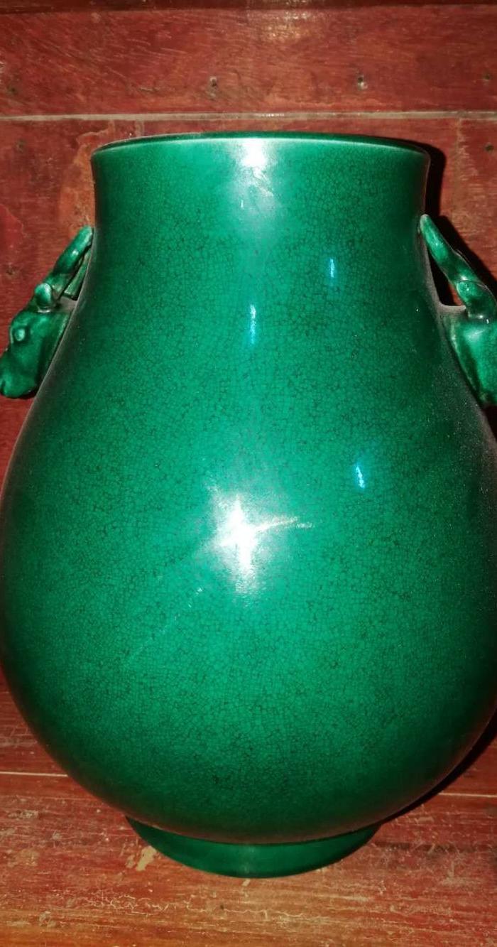 康熙孔雀绿鹿耳尊