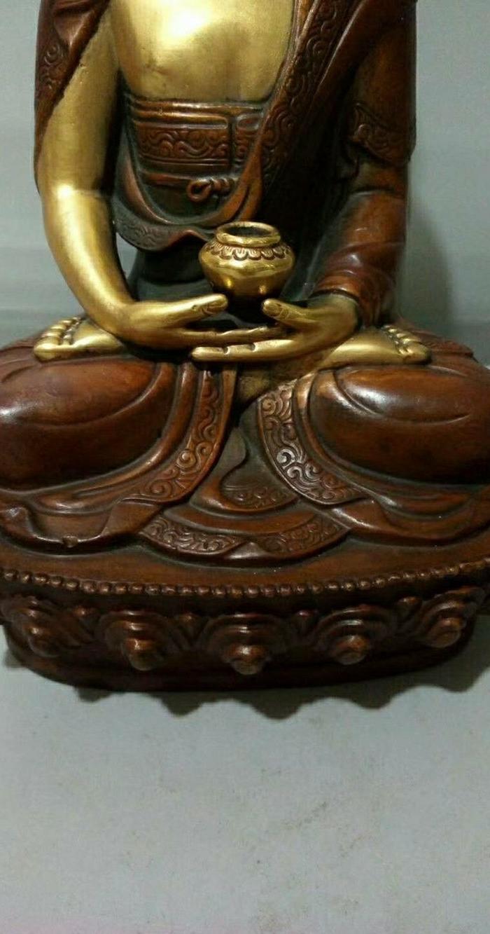 斑铜鎏真金释迦摩尼佛像