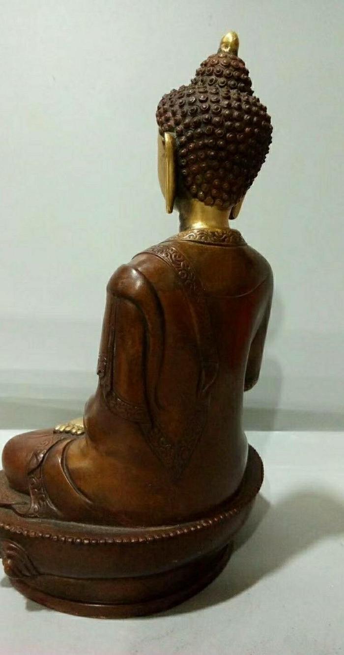 斑铜鎏真金释迦摩尼佛像