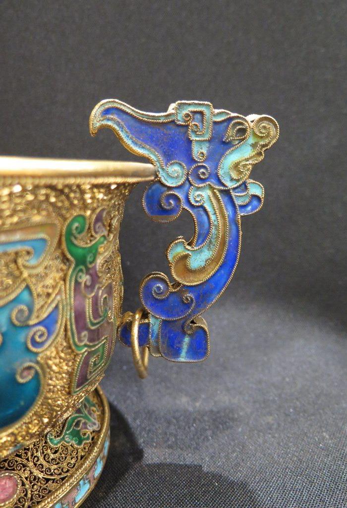 掐丝银鎏金烤蓝香炉