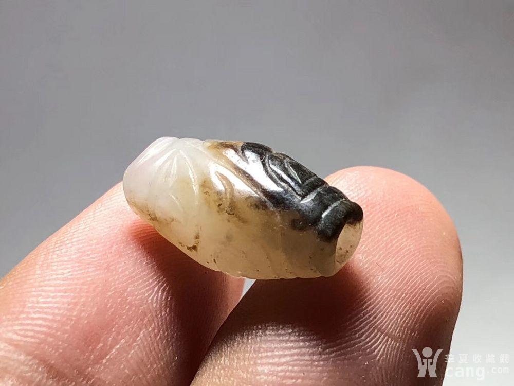 清早期 和田玉 一级白 籽料 乌鸦皮 回纹珠
