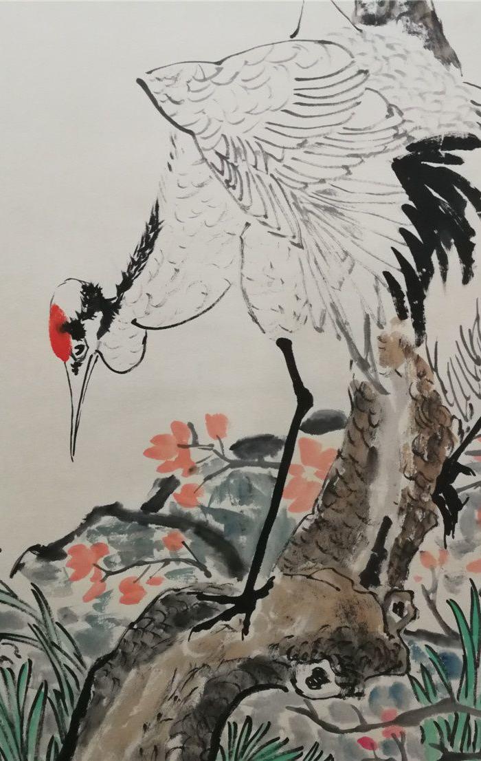 任伯年画仙鹤作品立轴