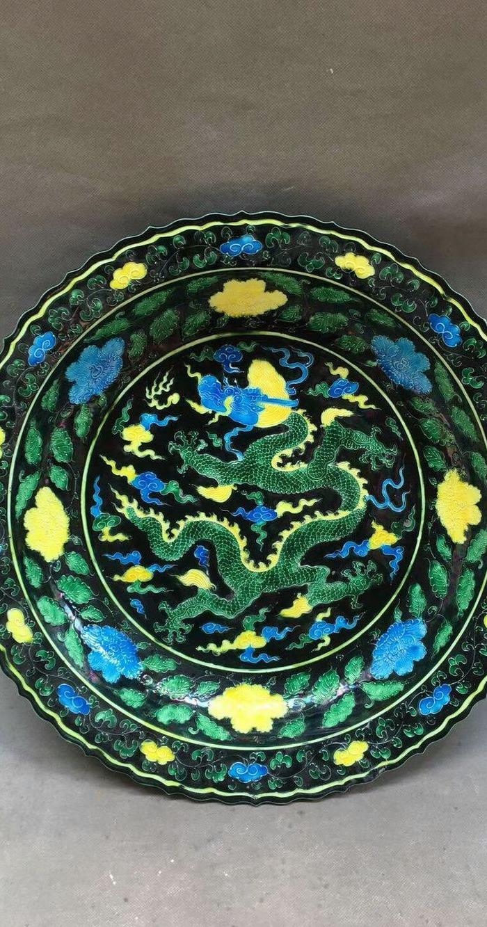 明永乐法华彩龙纹盘图片_来自藏友远东古玩_杂项