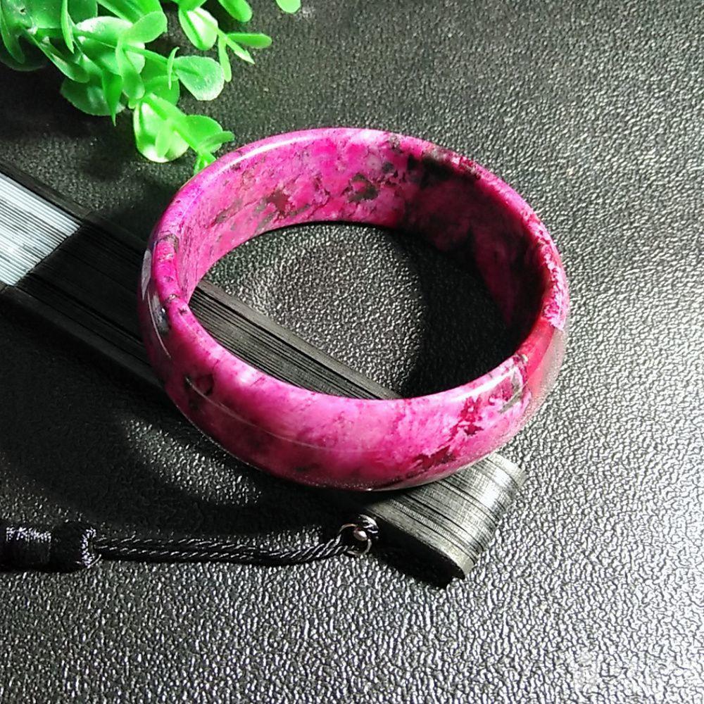 时尚精品岫玉桃花玉加宽手镯