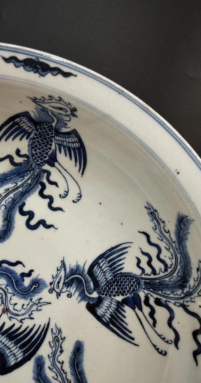 青花凤凰纹盘