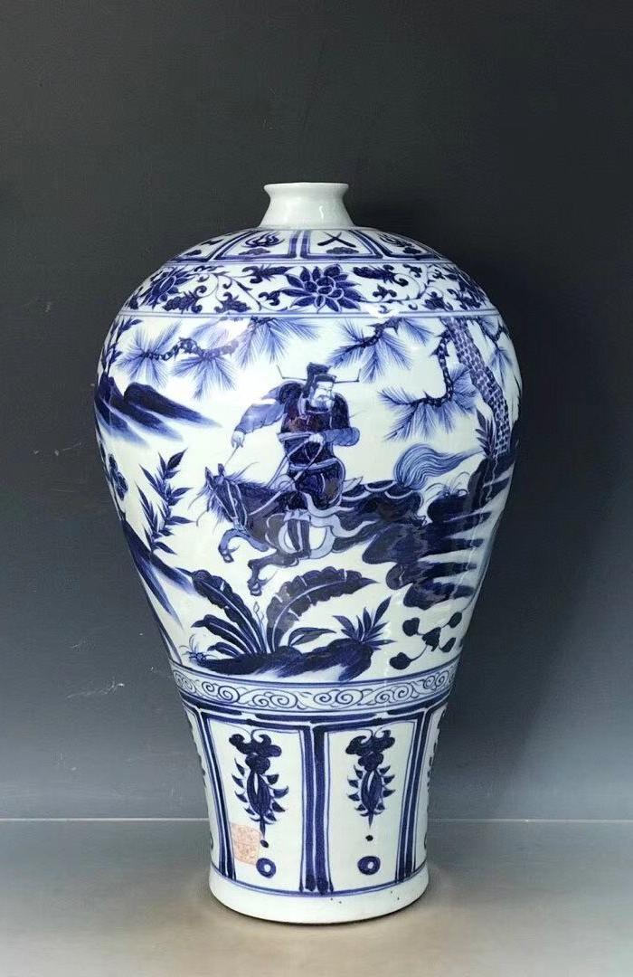 元青花萧何月下追韩信梅瓶43.5x26