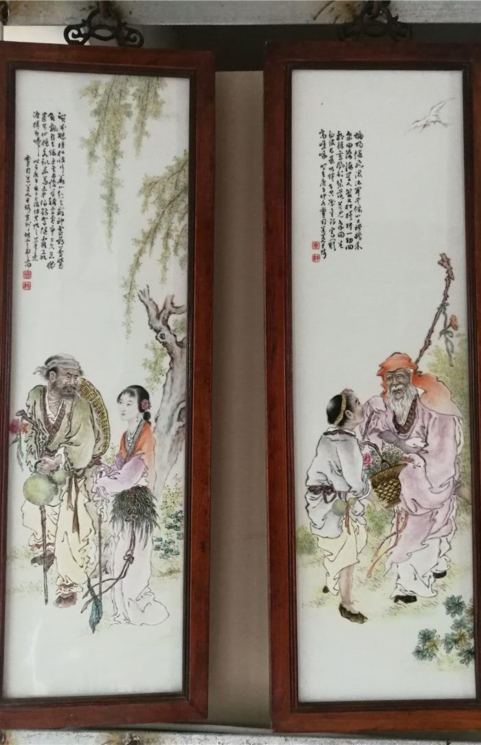 珠山八友王琦人物瓷板