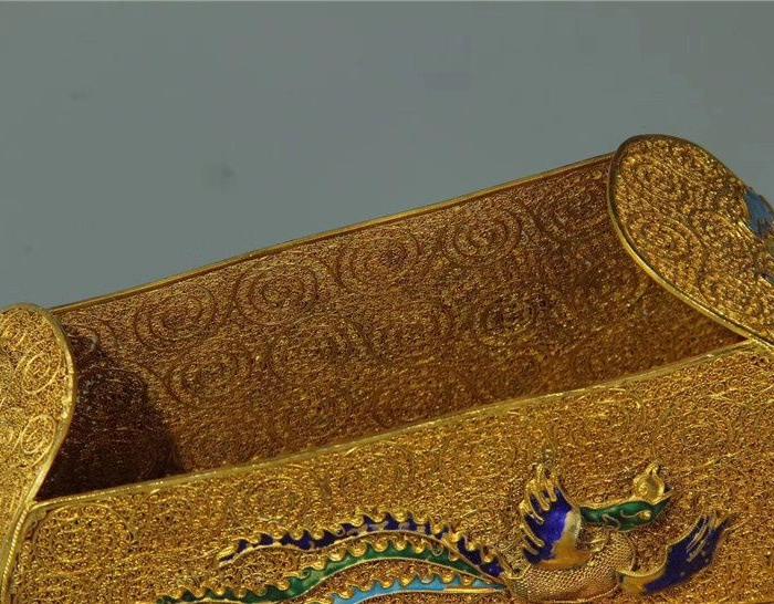 铜鎏金凤棺升官发财