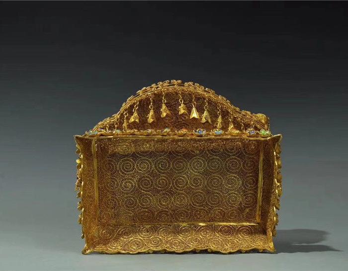 铜鎏金凤棺升官发财