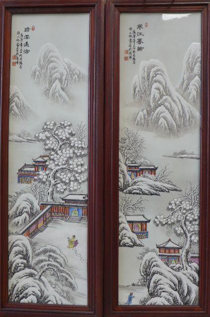 何许人雪景图瓷板画