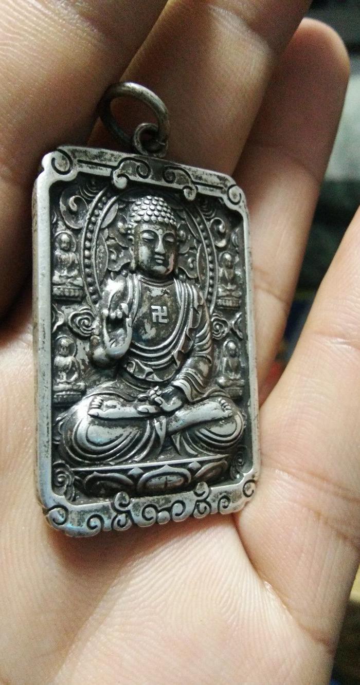 清 藏传密宗 银佛牌 释迦牟尼