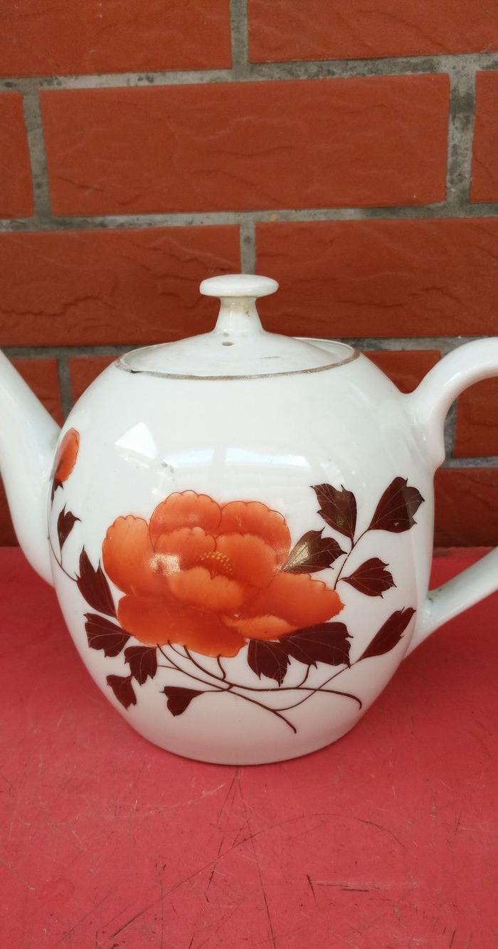 保老景德镇红旗瓷厂手绘大肚壶