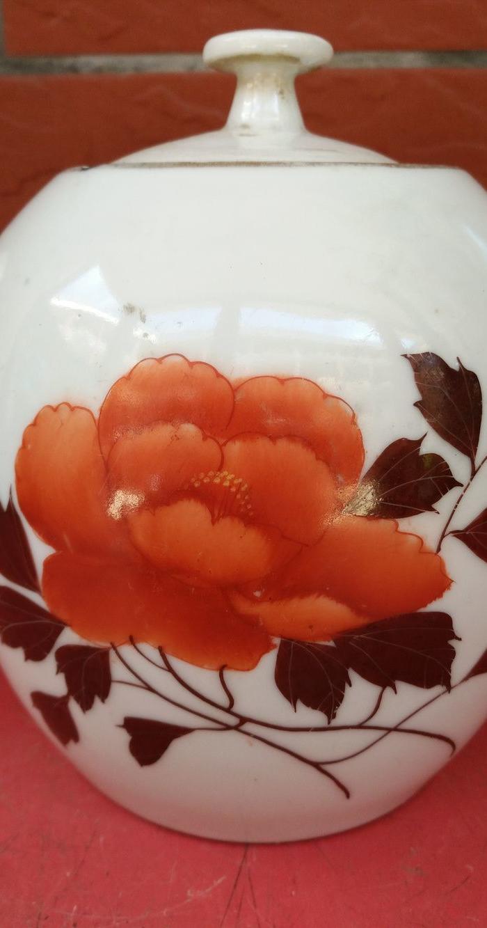 保老景德镇红旗瓷厂手绘大肚壶