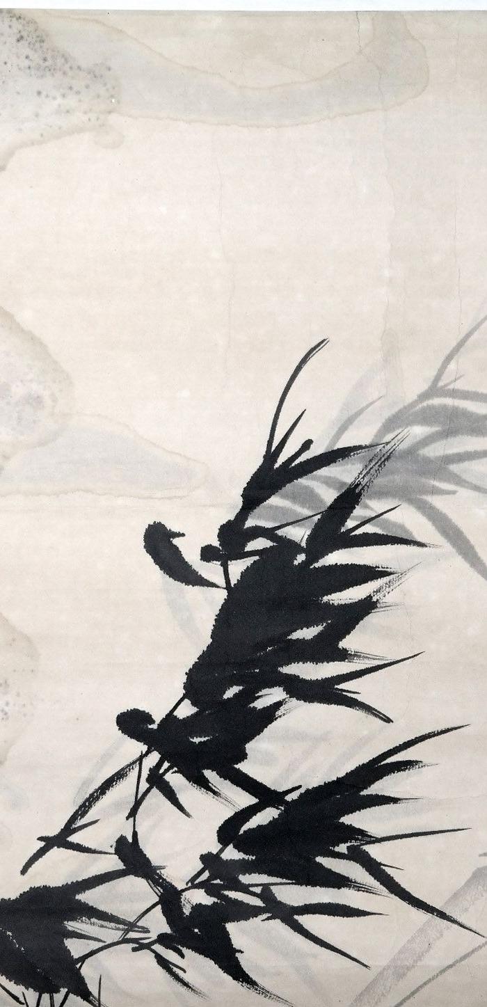 已故浙江美协理事 卢坤峰《1988年绘 墨竹图》原托旧镜心